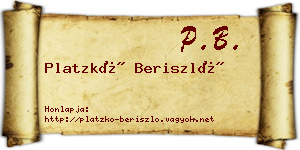 Platzkó Beriszló névjegykártya